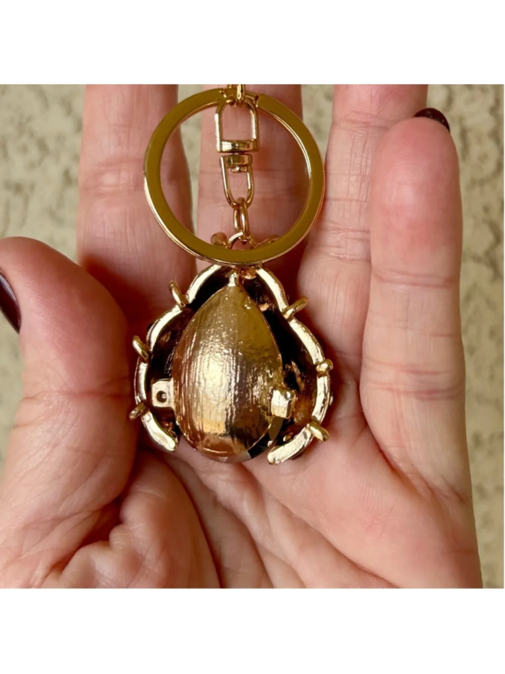 Sparkling Gold and Purple Ladybug Keychain